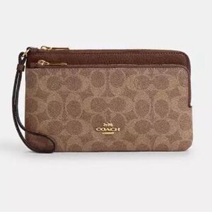 Coach Brown Signature Wristlet